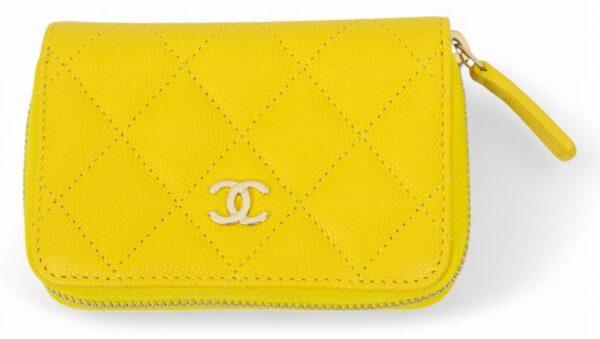 Chanel (French) Caviar Classic Coil Purse (Yellow) H 3" W 4.3"