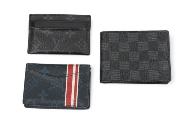 Louis Vuitton (French) Monogram & Damier Graphite Leather Wallets & Pocket Organizer, Ca. 2010 H 4.5" W 3" Depth 0.3" 3 PCS