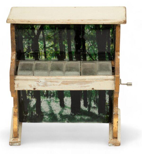 Miriam Di Fiori (Argentinian/Italian, B. 1959) Blown Glass And Wood Wind-Up Music Box in the Form of Upright Piano H 8" W 7" Depth 5"