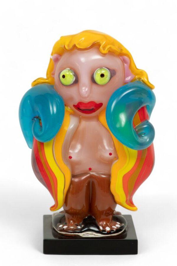 Robert Zeppel-Sperl (Austrian, Viennese, 1944-2005) Art Glass Figural Sculpture, 2000, 'Angelo Bastardo' H 13" W 9" Depth 5.5"
