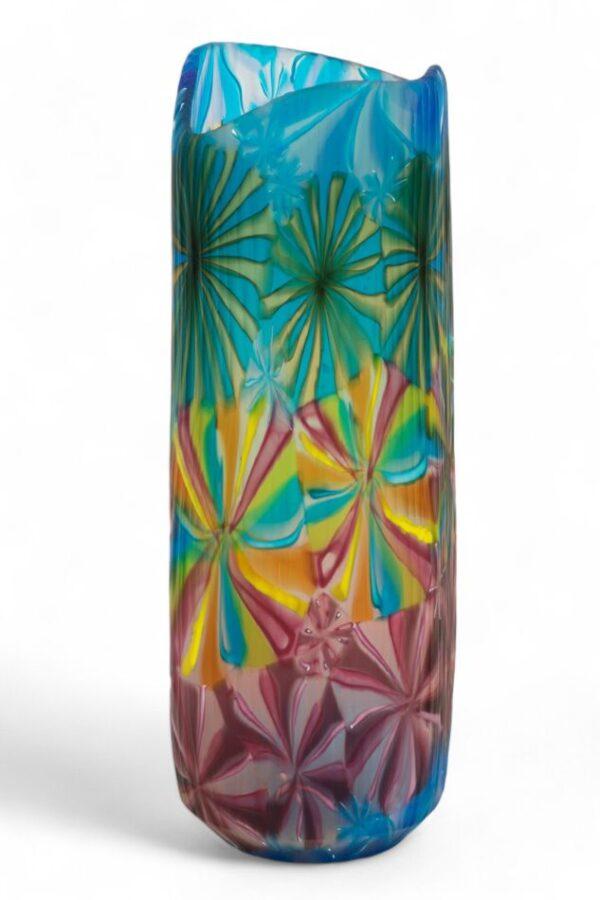 Luigi Camozzo (Italian, Murano) Glass Pinwheel Vase with Battuto, 2007 H 10.8" W 3.5" Depth 3.5"