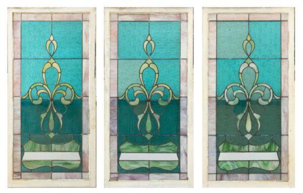 American Leaded Art Glass Windows, Ca. 1920s-30s H 57" W 26" 3 PCS