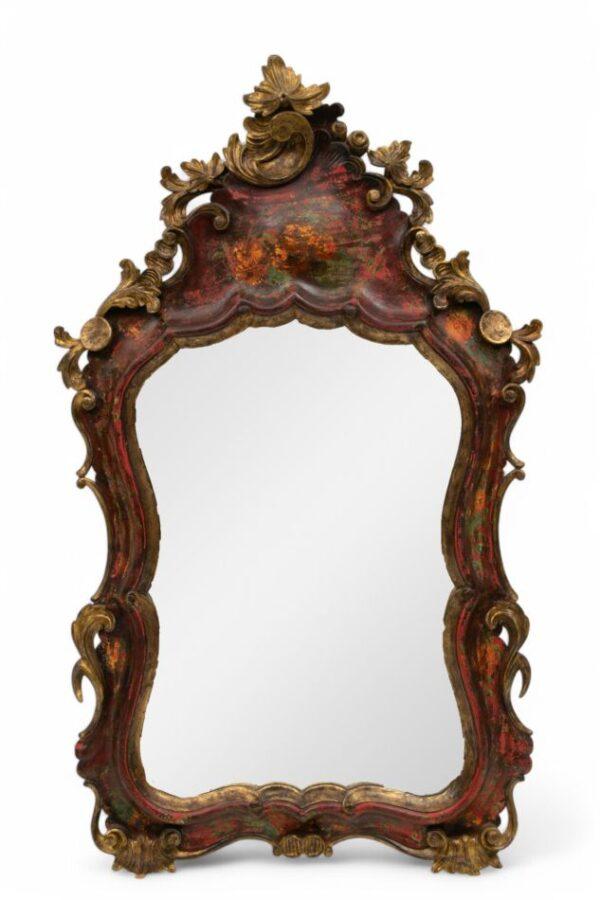 Florentine Hand Carved Rococo Mirror H 55" W 32"