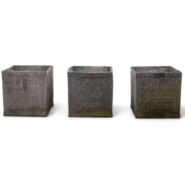 French Cast Lead Garden Planters, Ca. 1900 H 16" W 15" 3 PCS