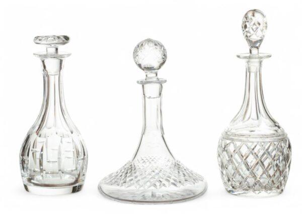 Waterford Style Crystal Decanters, 20th C. 3 PCS