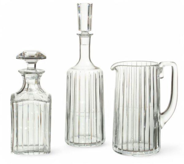 Baccarat (French) Crystal "Harmonie" Decanters & Pitcher, 'H 8", 9", 11"' 3 PCS