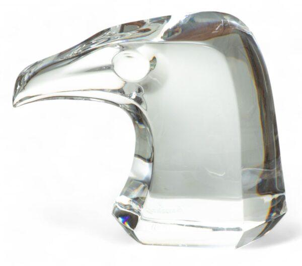 Baccarat (French) Crystal Eagle Head Paperweight H 4" W 2" Depth 4.5"