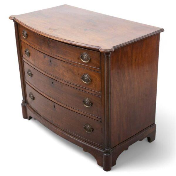 English Carved Mahogany Chest of Drawers, Ca. 1800 H 32" W 38" Depth 22"