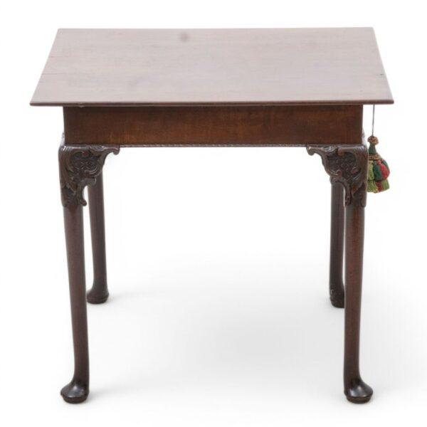Queen Anne Style Carved Mahogany Side Table, Ca. 19th C. H 25" W 26.5" Depth 19"