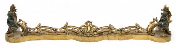 French Rococo Style Bronze Fire Fender, Putti Figures H 10" L 52"