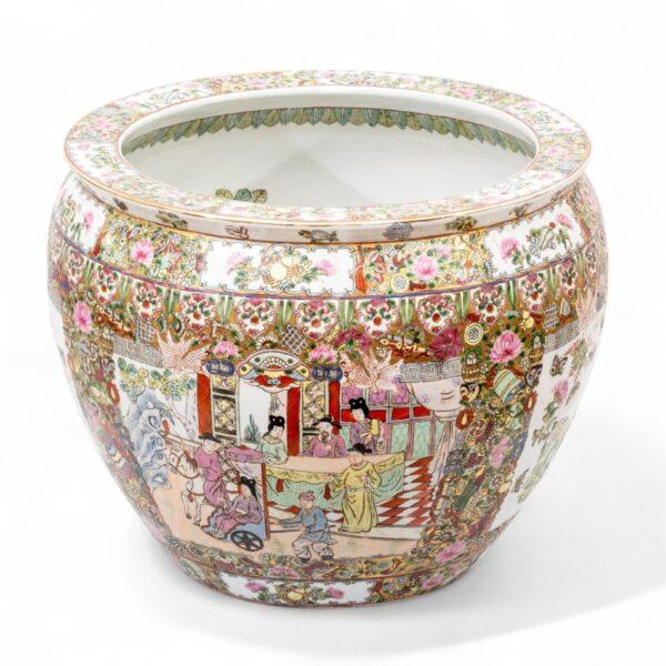 Chinese Porcelain Koi Bowl Planter H 15.5" Dia. 20"