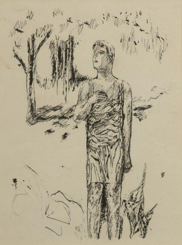 Pierre Bonnard (French, 1867-1947) Original Lithograph, 1930, 'Raoul with Cat' H 11.5" W 8.8"