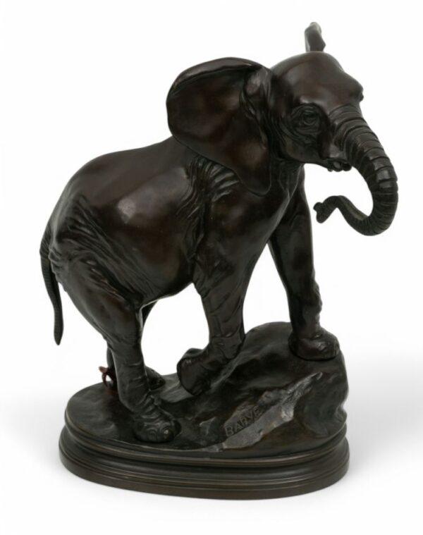 In the Manner of Antoine-Louis Barye (French, 1796-1875) Bronze Sculpture, Perched Elephant H 10.5" W 8.5" Depth 5.8"