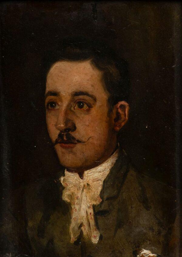 Eugenio Lucas Y Padilla (Spanish (Madrid), 1817-1870) Oil on Wood Panel "Portrait of Leonardo Alenza Y Nieto (Madrid, 1807-1845)", H 9" W 7"