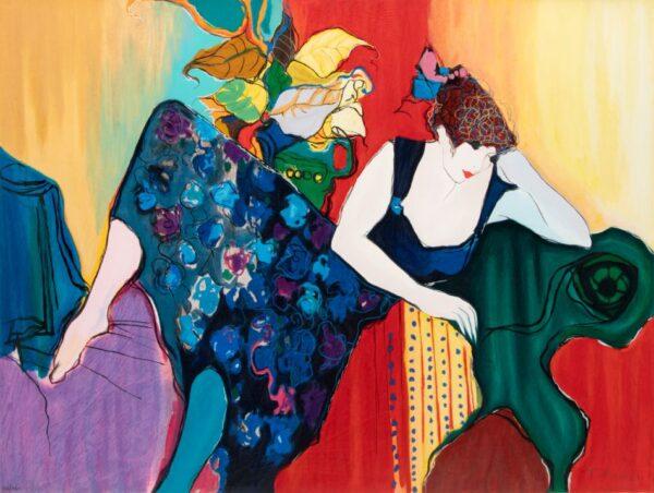 Itzchak Tarkay (Israeli, 1935-2012) Serigraph on Paper, Reclining Woman H 32.5" W 43.5"
