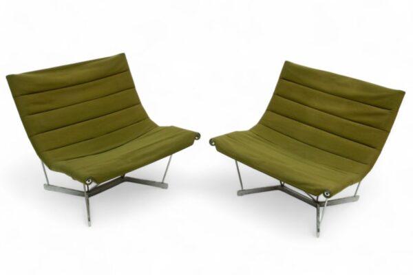 George Nelson for Herman Miller (American) Mid Century Catenary Armless Chairs  Ca. 1960 H 28" W 29" Depth 26" 2 PCS