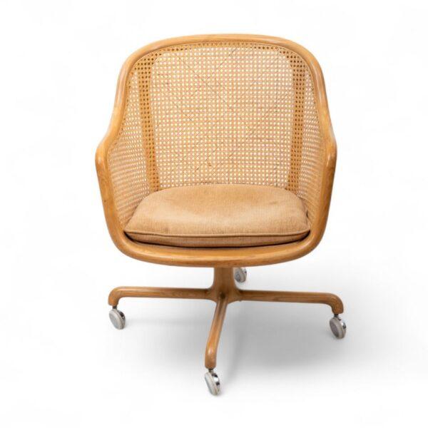 Ward Bennett for Brickel Associates Ash And Cane Back Swivel Chair, Ca. 1970s H 32.5" W 25.3" Depth 20"
