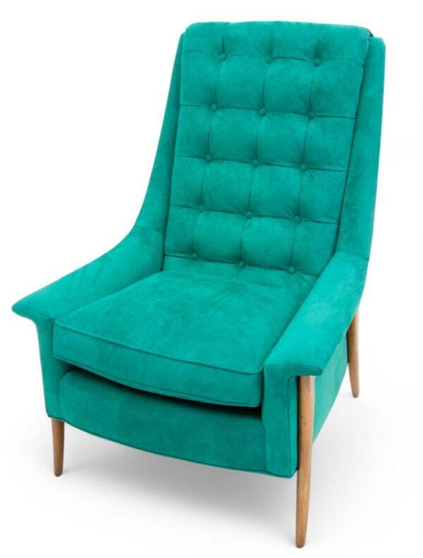 Kroehler Avant Design Mid-Century Modern Turquoise Upholstered Lounge Chair, Ca. 1962