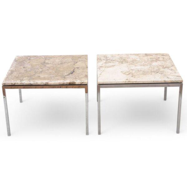 Florence Knoll (American, 1917-2019) Marble Top End Table with a Second Table in the Style of H 16" W 24" L 24" 2 PCS