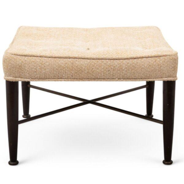 Style of Dunbar Furniture (American) Teakwood & Brass Ottoman H 17" W 24" Depth 24"
