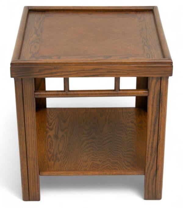 Mid-Century Modern Mahogany Stained Oak Side Table, Ca. 1960 H 24" W 22.3" L 22.3"
