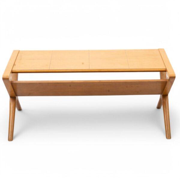 Lane Furniture Co. (American) Style 229 Walnut Coffee Table with Magazine Shelf, Ca. 1950s H 16.3" W 19" L 37.8"