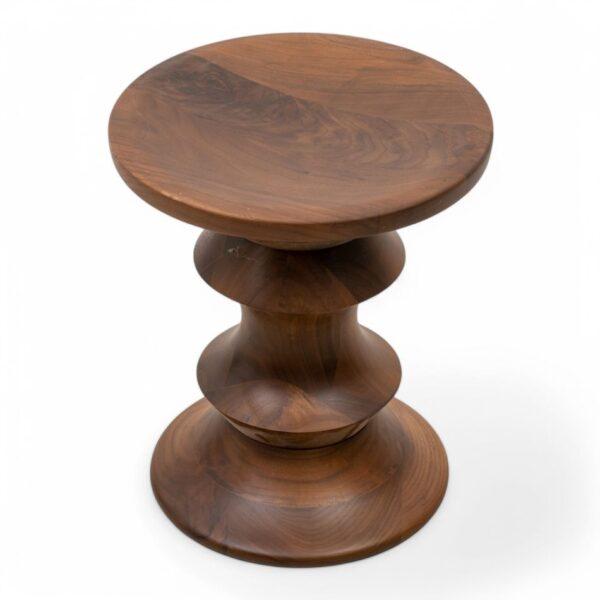 Charles And Ray Eames (American) Walnut Time Life Stool, Ca. 1960s, with Three Miniature Stools H 15" Dia. 13"