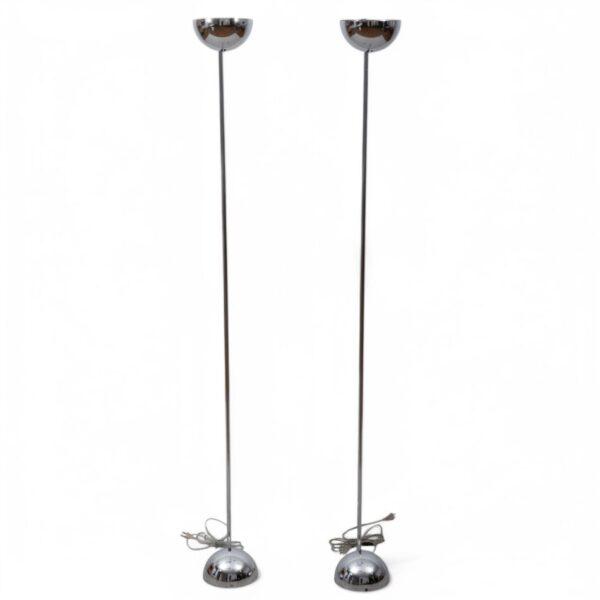 Pair of George Kovacs (Austrian/American, 1926-2007) Chrome-plated Torchiere Floor Lamps H 68.8" Dia. 7" 2 PCS