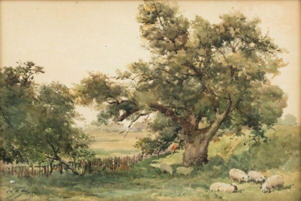 WALTER S. STACEY (British, 1846-1929) Watercolor on Paper 'Landscape in Devonshire' H 14.5" W 21"
