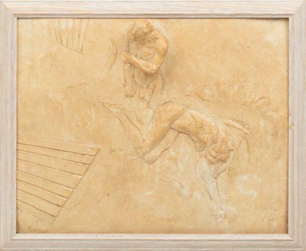 Sergio De Giusti (Italian/American, B. 1941) Plaster Plaque 'Man And Woman on Beach' H 15" W 19"