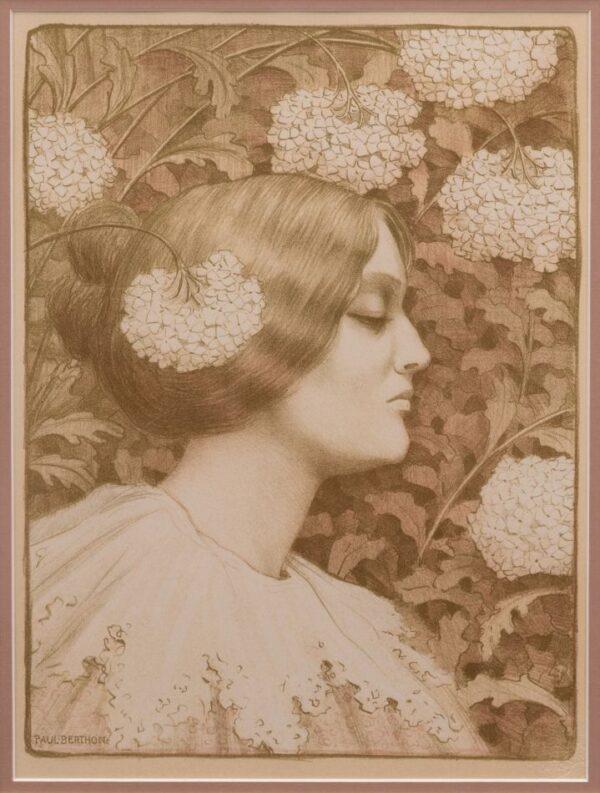 Paul Berthon (French, 1872-1909) Lithograph in Colors on Wove Paper, 'Femme De Profil' H 13.5" W 10.3"