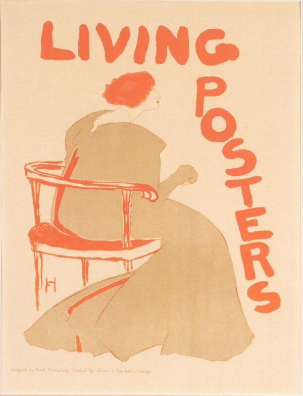 Frank Hazenplug (American, 1873-1931) Lithograph in Colors on Paper, 'Living Posters' H 12.5" W 9"