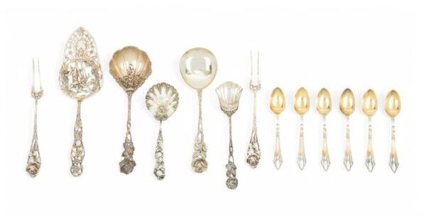 William Yeoward Bunny Flutes (2)+2 Others Waterford Brandy (1) + Silver Plate Tray 7 PCS