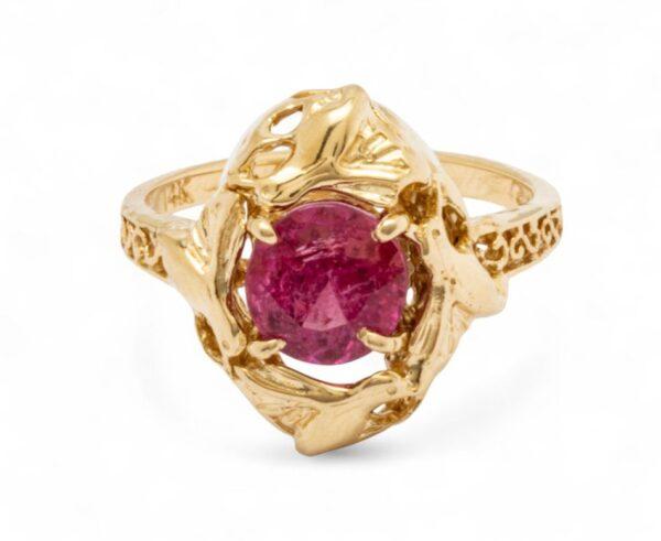 14k Yellow Gold And 2.76ct Rubellite Tourmaline Hummingbird Ring 6