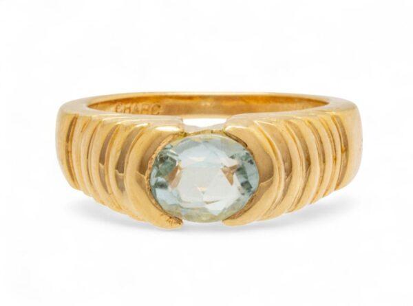 14k Yellow Gold And 1.10ct Aquamarine Ring 5.5