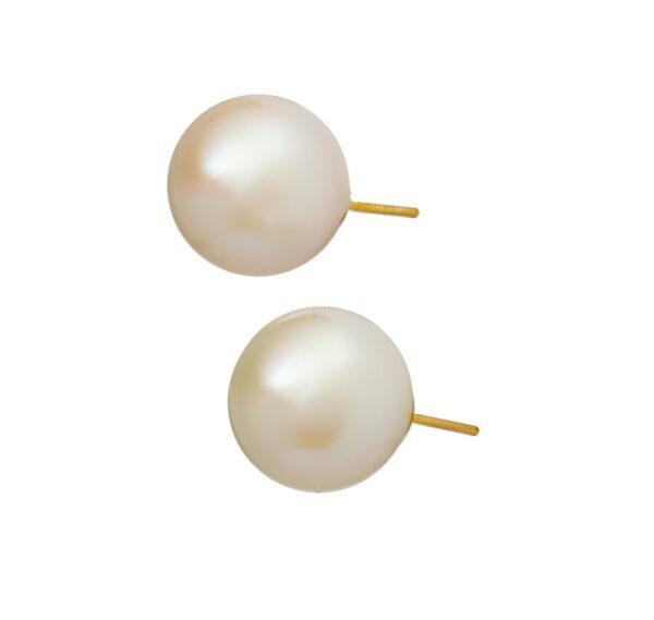 South Sea Pearl (14.5 Mm) 18k Gold Posts, Stud Earrings, 2 PCS