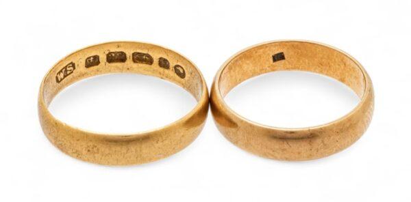 14K & 22K Yellow Gold Ring Bands 5 g 2 PCS