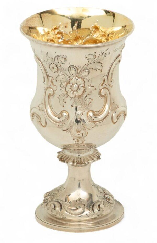 George RIchards & Edward Brown (London) Sterling Silver Goblet Vase, 1860, H 8.2" Dia. 4.7" 11 t oz 1 PC