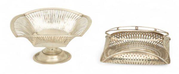 Spaulding & Co Sterling Silver Compote And Woodside Sterling Co Basket 1940, H 6" W 6" 18 t oz 2 PCS