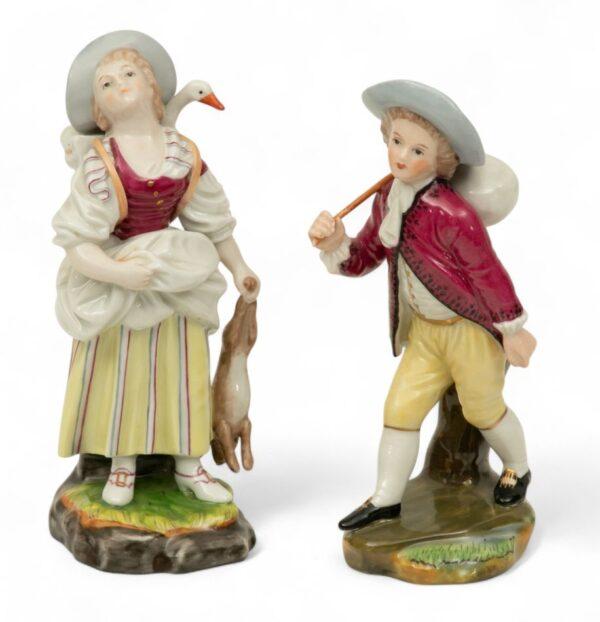 Hochst (German) Porcelain Figures, Rare 1790, H 6.2" 1 PAIR