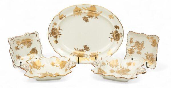 Hammersley (England) Porcelain Trays in 3 Sizes 1960, 'Golden Cornflower', W 11" L 14" 5 PCS
