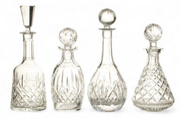Waterford Crystal Decanters, Group of Three Plus One Additional, H.10.25"-12.75" Dia. 4"-4.5" 4 PCS