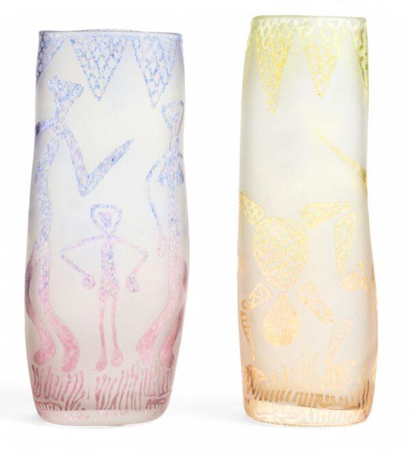 Pair of Cameo Glass Vases, 2 PCS