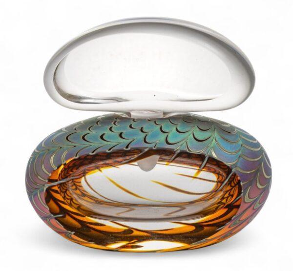 Studio Glass Hand Blown Opalescent Perfume Bottle, Signed 1990, H 3.5" W 4" 1 PC