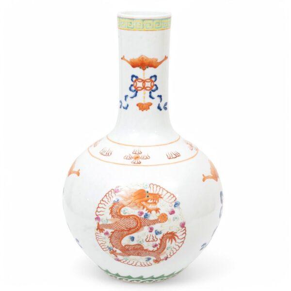 Chinese Porcelain Famille Rose Vase H 16" Dia. 9"
