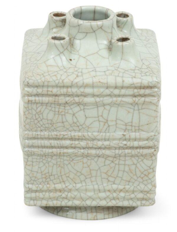 Chinese Porcelain Ge-ware Square Vase H 8" L 5" Depth 5"