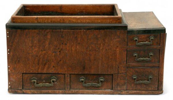 Japanese Wood And Copper Hibachi, Ca. 1900, H 15" W 16" L 28"