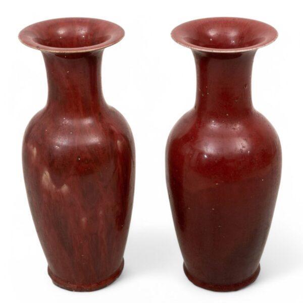 Chinese Porcelain Ox-blood Glaze Vases H 23" Dia. 9" 1 PAIR