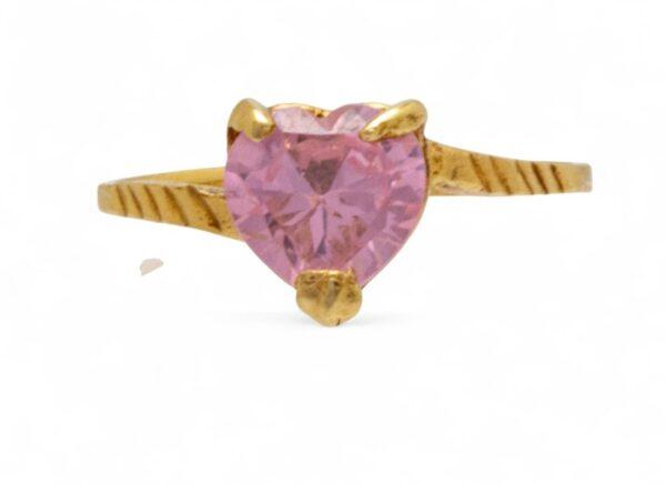 1ct Pink, Heart-Shape Tourmaline 10kt Yellow Gold Solitare Ring 6 1 g