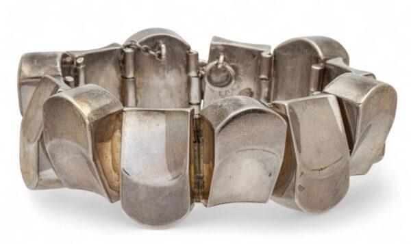 Los Ballesteros (Taxco) Signed Heavy Gauge Sterling 12 Link Bracelet L 6" 108 g